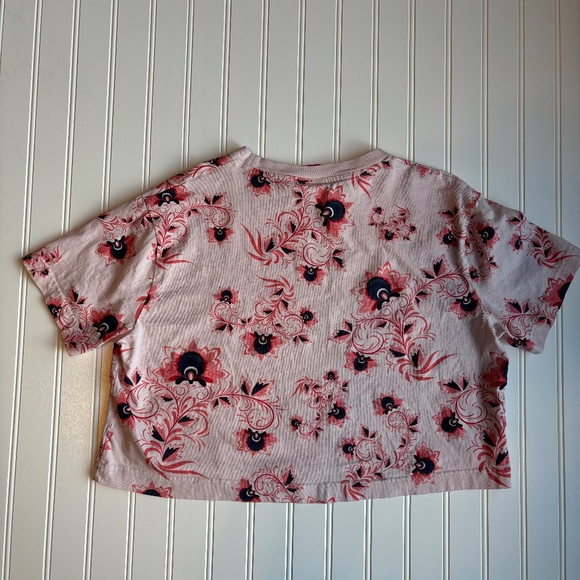 VTG Y2K Nike Big Logo Crop Top Oversized Floral Athletic T-Shirt Women L Pink - Picture 7 of 7